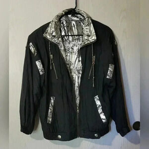 Reversible black and gold zip up jacket